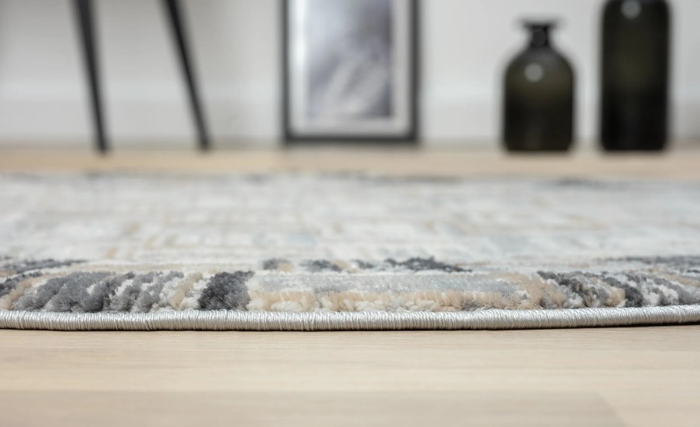 Kusový koberec My Mood CA60074 creme kruh, 120x120 (priemer) kruh, šedá, chodba / predsieň, My Flair