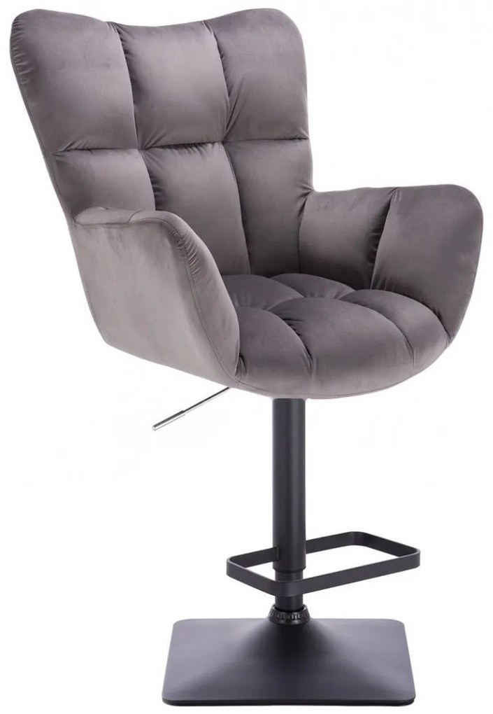 LuxuryForm DESIGN Barové kreslo AURORA VELUR na čiernej hranatej podstave - tmavo šedé