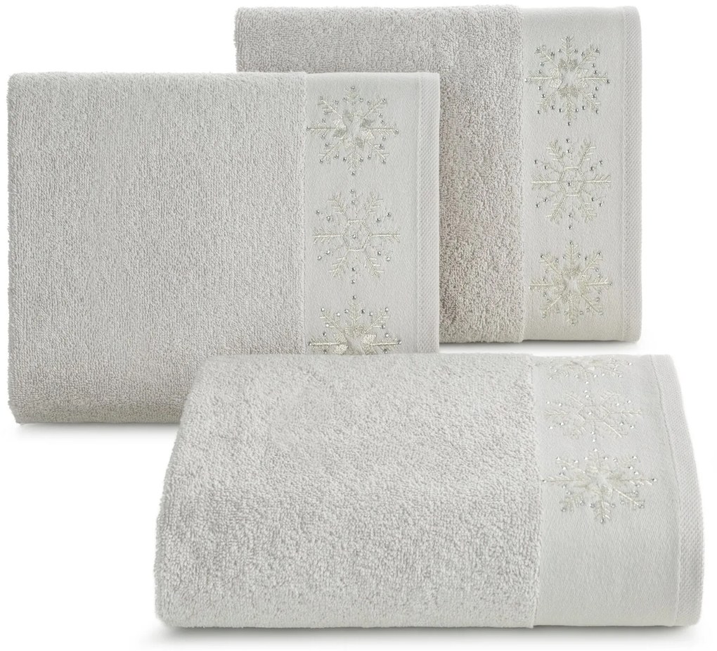 VIANOČNÝ BAVLNENÝ UTERÁK JOY3 SADA 3KS 70X140 CM STRIEBORNÁ