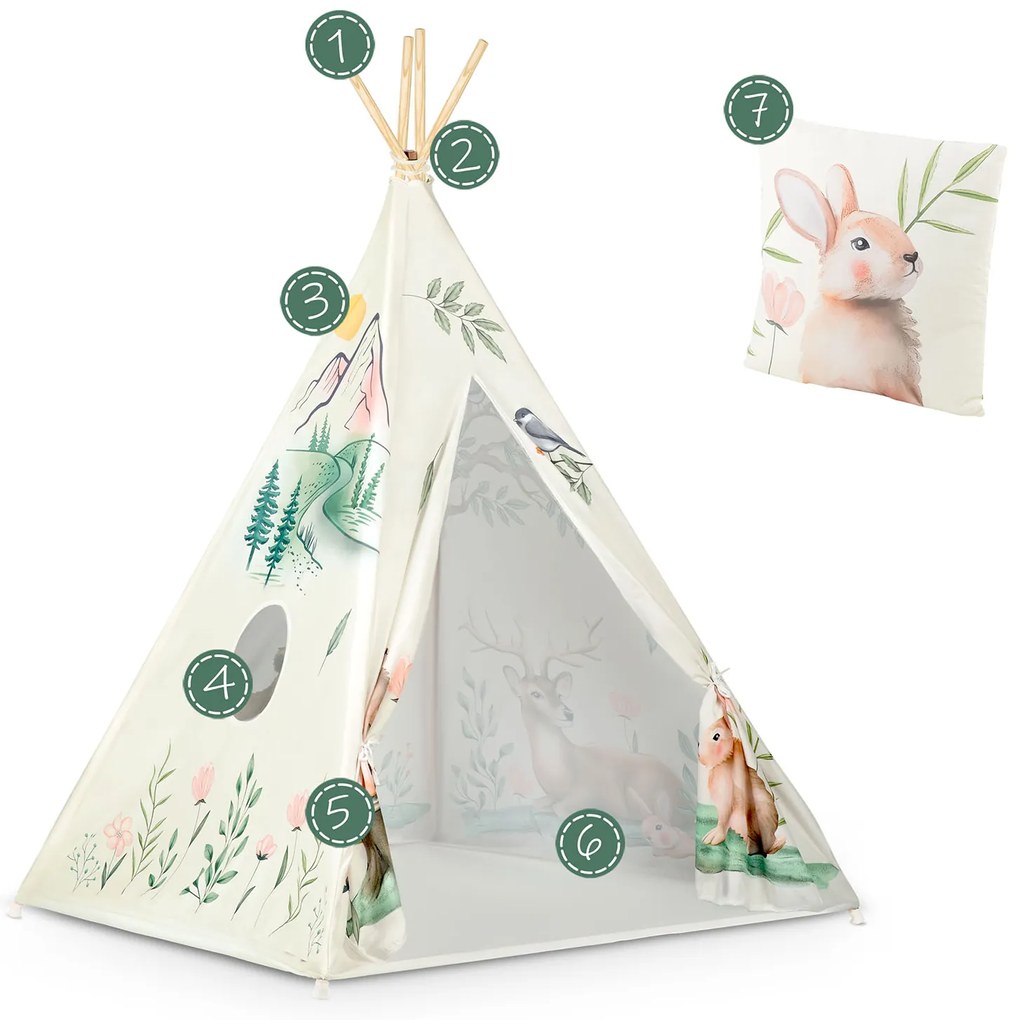 Detský stan típí Nukido NK -407 - béžová (les)