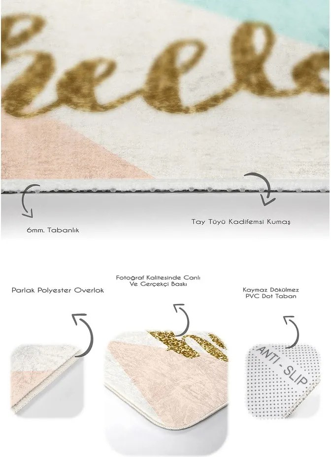 Zamatové kúpeľňové predložky v krémovej a zlatej farbe v súprave 2 ks 60x100 cm Hello – Mila Home