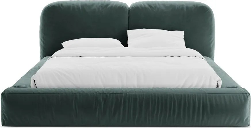 Čalúnená dvojlôžková posteľ s úložným priestorom s roštom 200x200 cm v petrolejovej farbe Martina – Micadoni