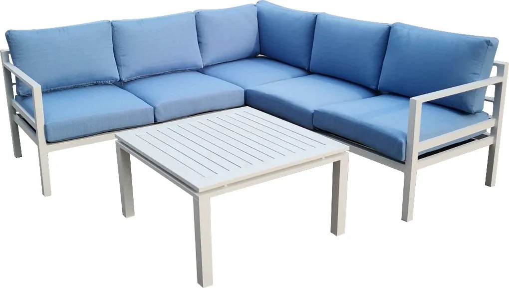NABBI Alluminio hliníkový záhradný nábytok biela / modrá