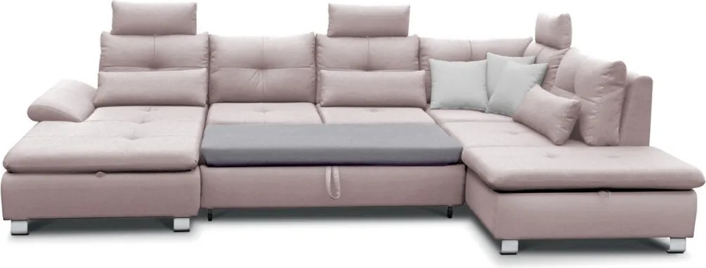 Sedacia súprava Madeira 3A, svetlo ružová látka, tvar pravé U