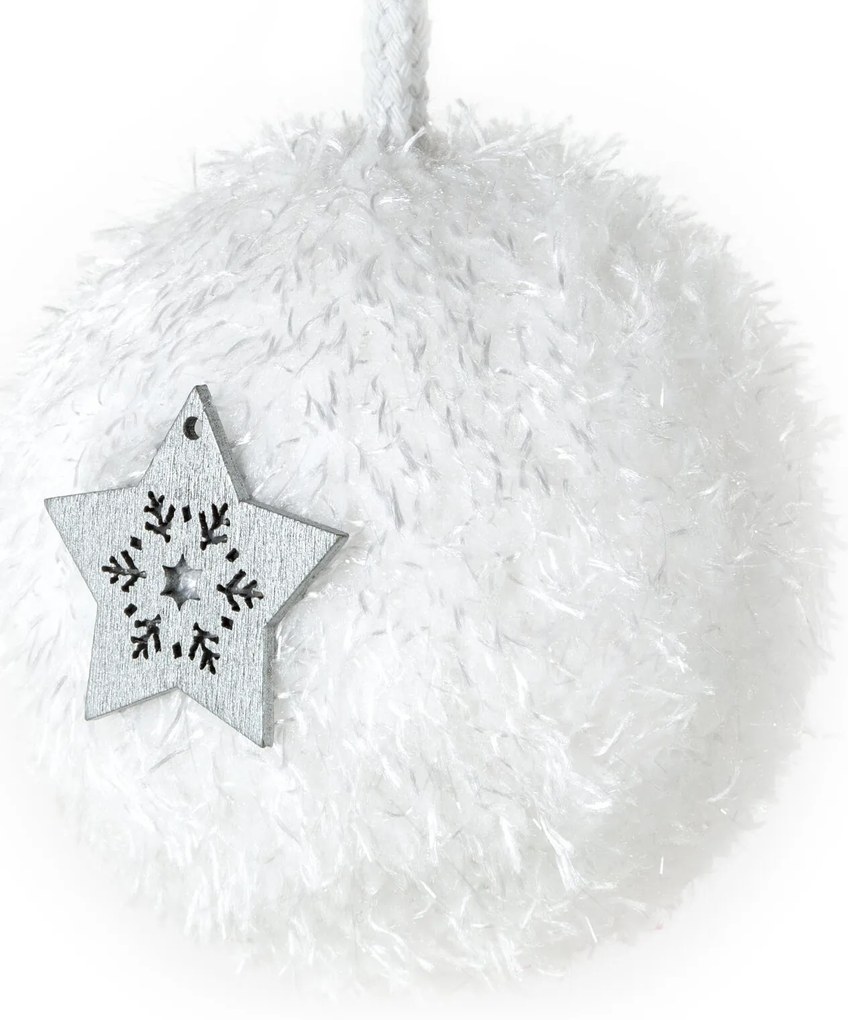 VIANOČNÁ BANKA NA STROMČEK SADA 4 KS (FI) 10 CM BIELA