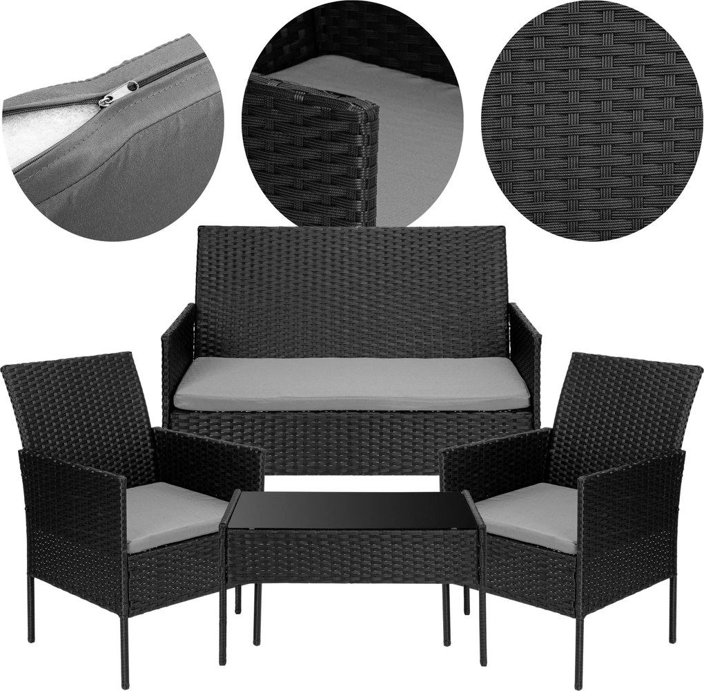 Sada zahradního nábytku MAGNOLIA černá/šedá