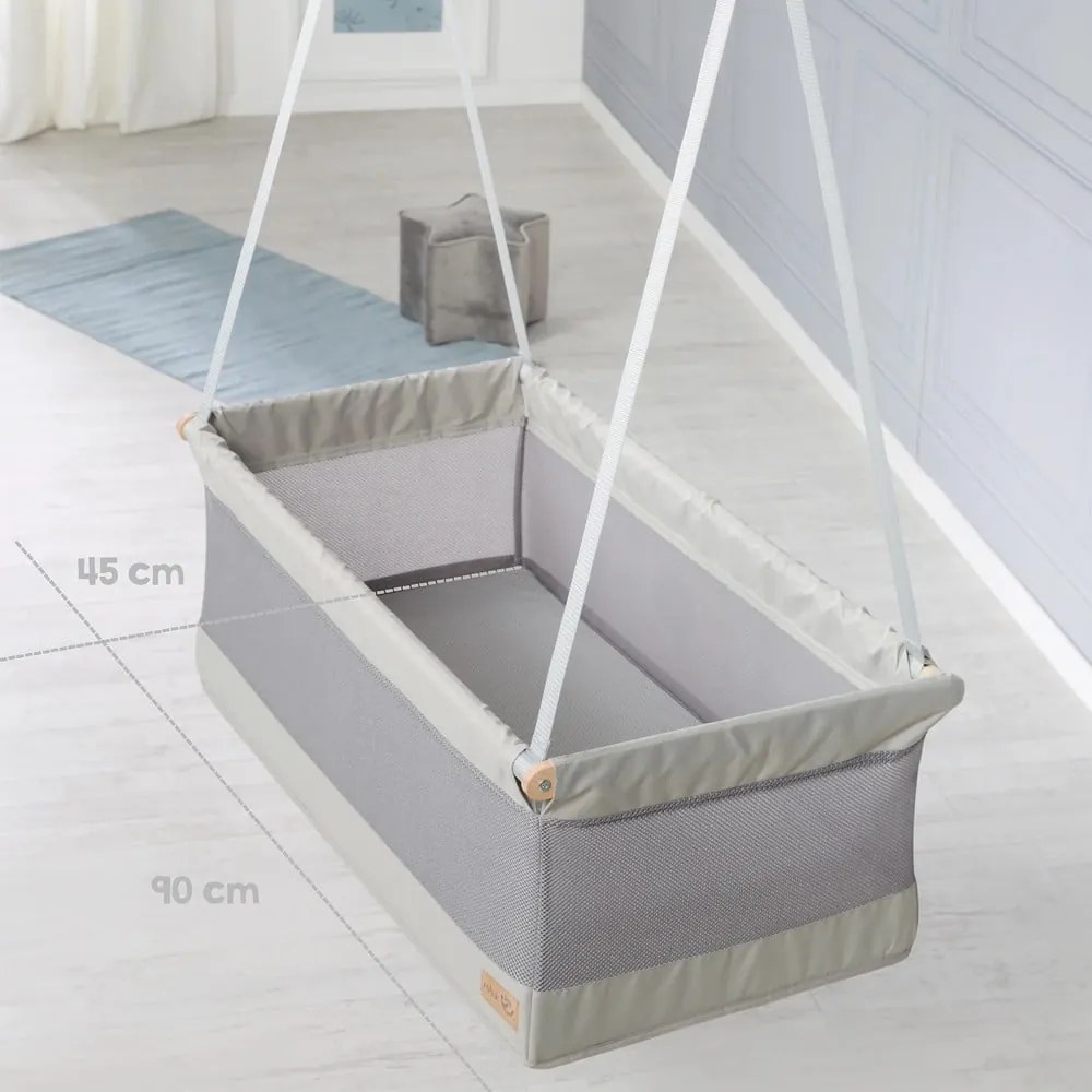 Sivá kolíska 90x45 cm Safe asleep – Roba