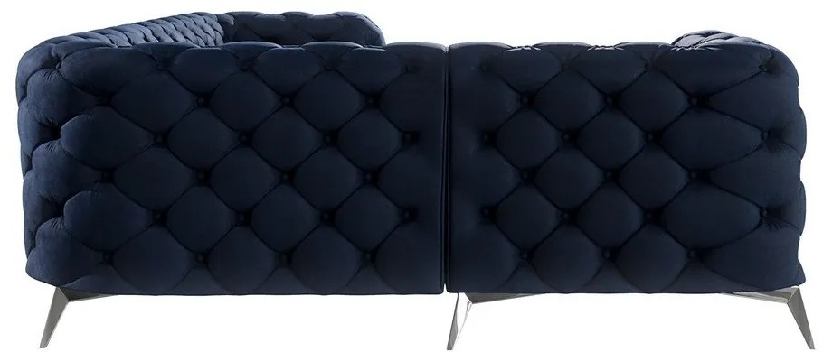 Tmavomodrá zamatová rohová pohovka (ľavý roh/do L) Chelsea – Ropez