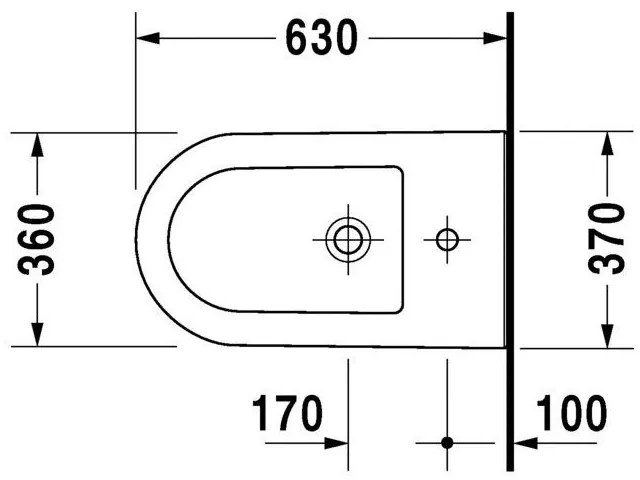 DURAVIT Darling New samostatne stojací bidet kapotovaný s otvorom, 370 mm x 630 mm, s povrchom WonderGliss, 22511000001