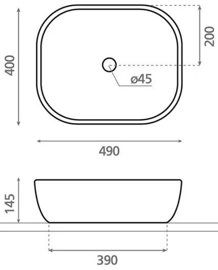 Bathco 4072 - Umývadlo na dosku OLEA 49x40 cm porcelán/biela