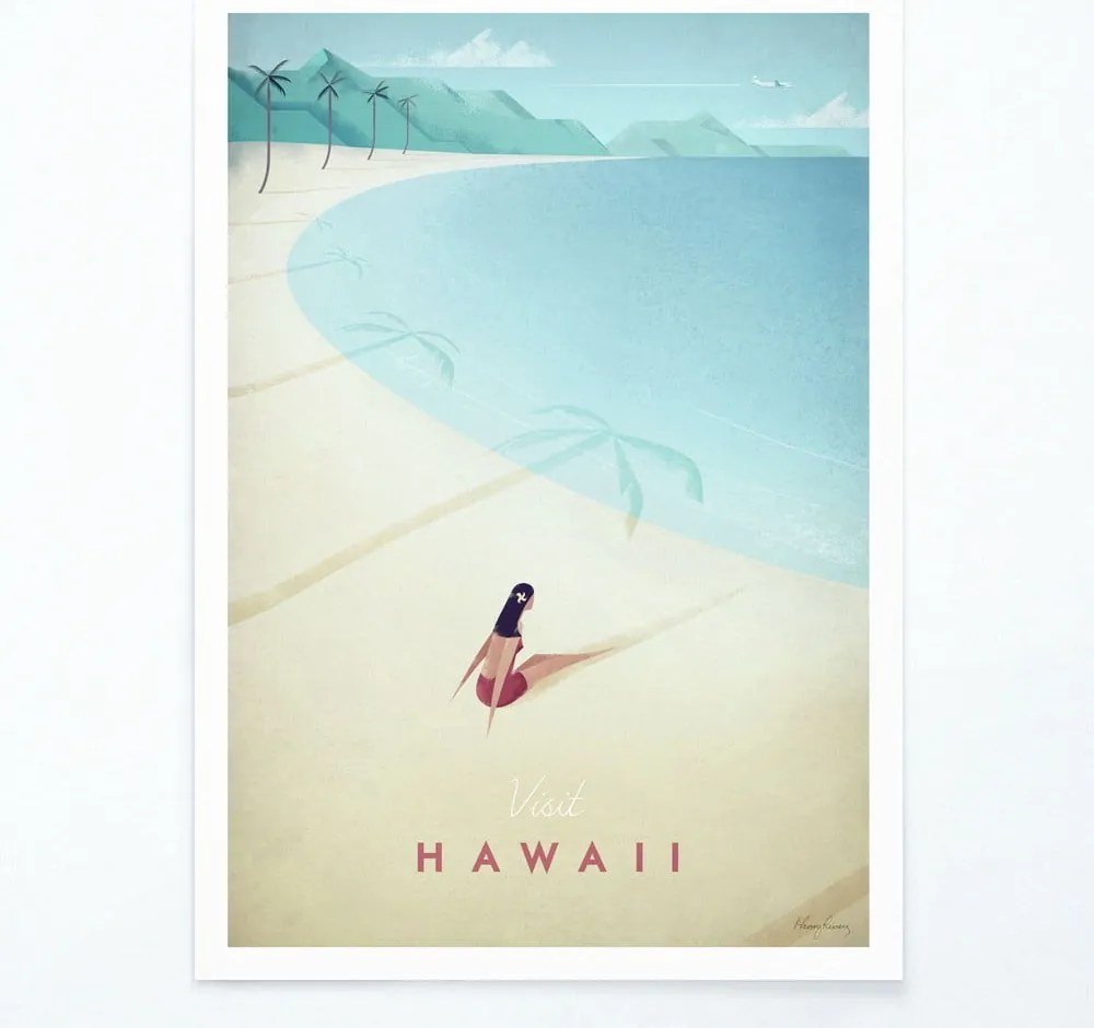 Plagát Travelposter Hawaii, 30 x 40 cm