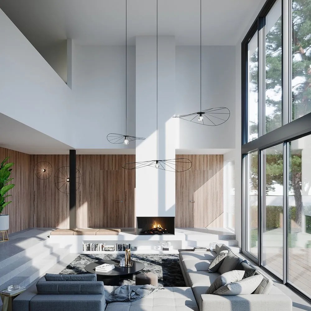 Čierne závesné svietidlo ø 110 cm Elliot – Sollux