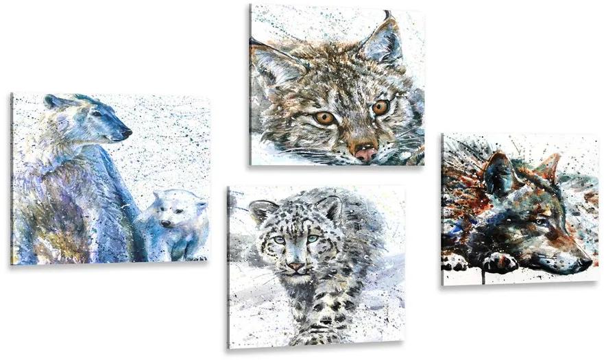 Set obrazov zvieratá v zaujímavom akvarelovom prevedení Varianta: 4x 40x40