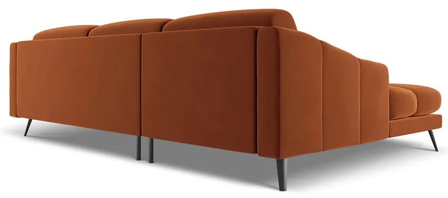 Oranžová zamatová rohová pohovka (ľavý roh) Nalu – Makamii