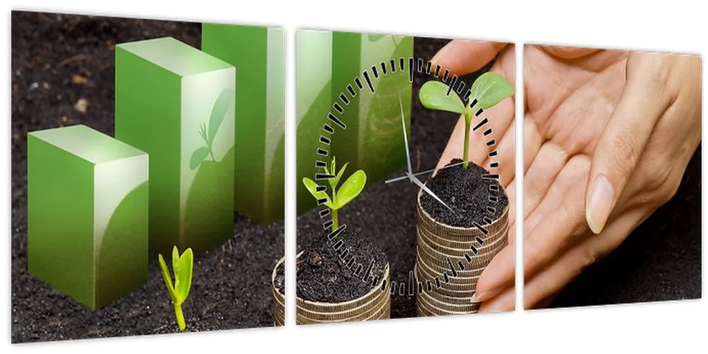 Obraz - Rast (s hodinami) (90x30 cm)