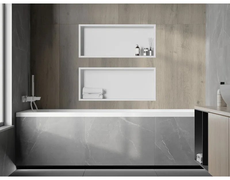 Mexen X-Wall-R, polička na zapustenie na obklad s golierom 75 x 30 cm, biela, 1920753010