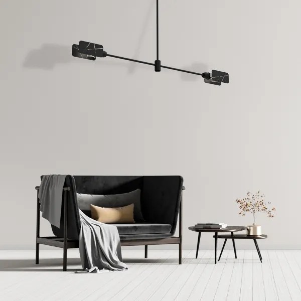 Luster na tyči ASTRA 2xE27/60W/230V čierna