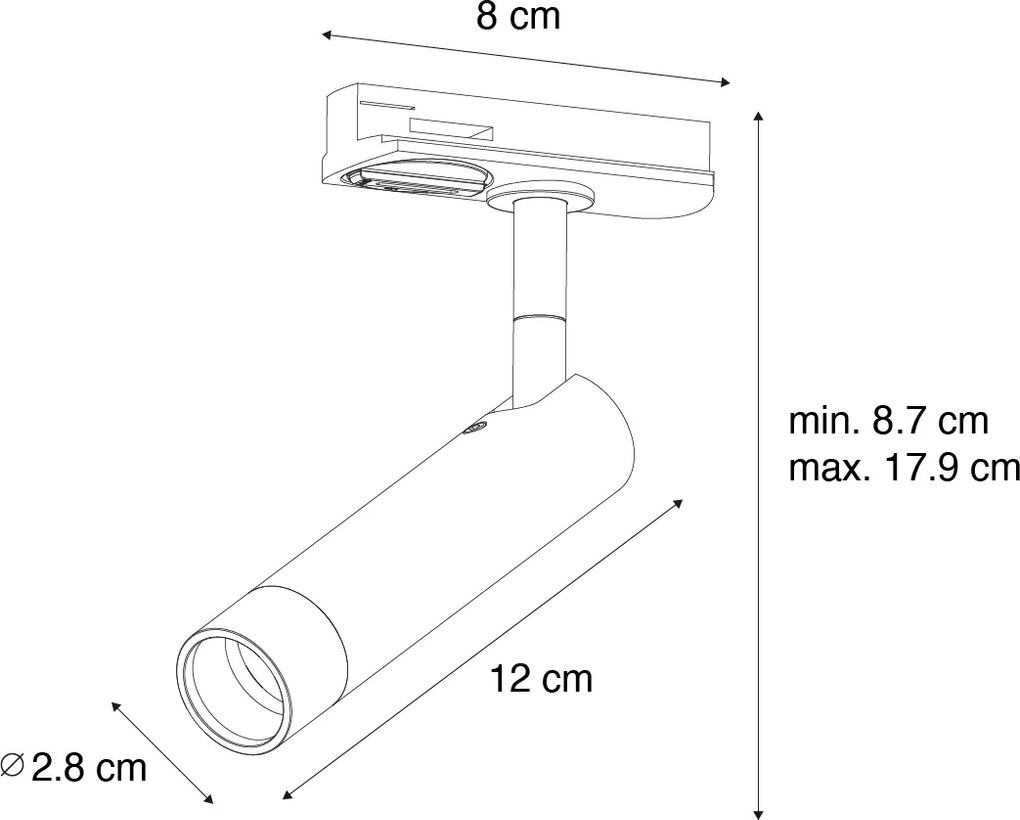 Moderné čierne bodové svetlo pre 1-fázový koľajnicový systém - Iconic Ivy