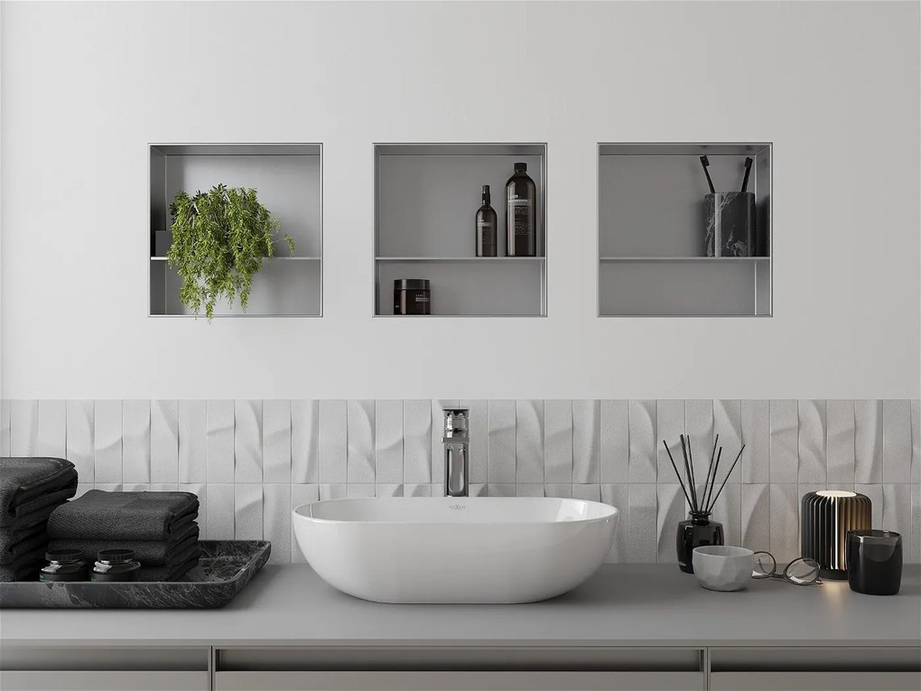 Zápustná polica pod omietku Mexen X-Wall-NR 30x30 cm - inox, 1911303010S