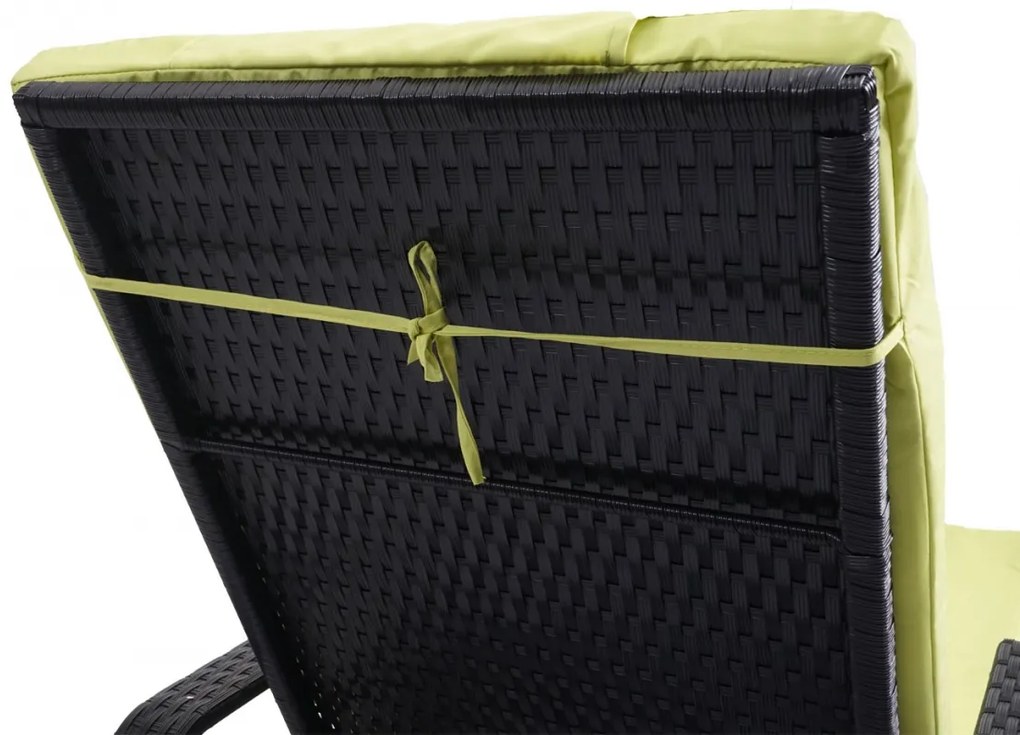 Lehátko Carrara, polyratan / hliník - antracit, svetlozelený vankúš