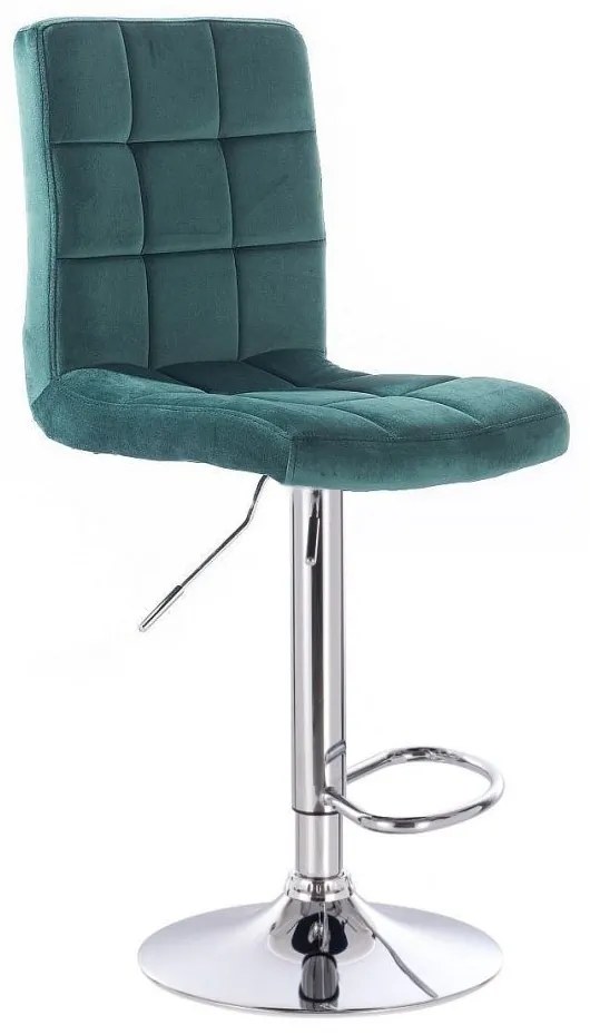 LuxuryForm DESIGN Barová stolička TOLEDO VELUR na striebornom tanieri - zelená