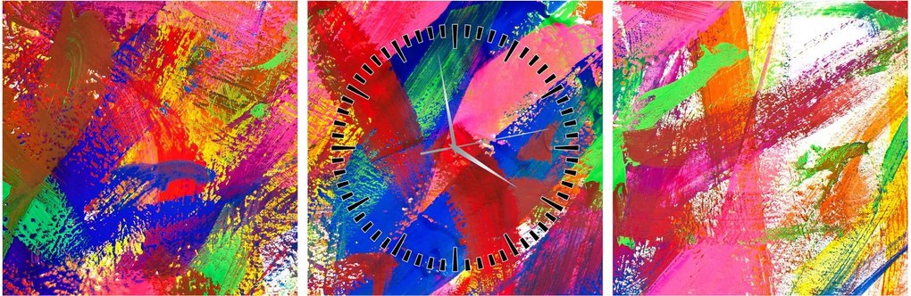Obraz - Farebná abstrakcia (s hodinami) (90x30 cm)