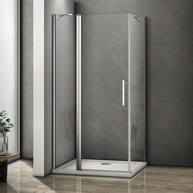 Obdĺžnikový sprchovací kút MELODY B5 120x90 cm s jednokrídlovými dverami s pevnou stenou vrátane sprchovej vaničky z liateho mramoru