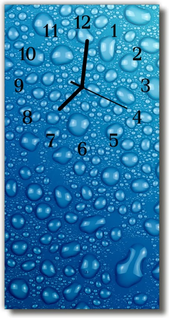 Sklenené hodiny vertikálne  Príroda. Kvapky modrej vody