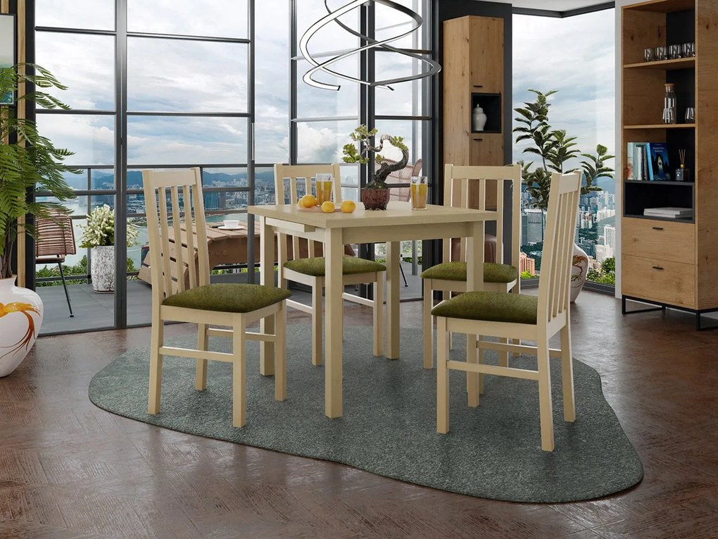 Rozkladací stôl so 4 stoličkami AL14, Morenie: biela - L, Poťahové látky: 25x - Paros 2