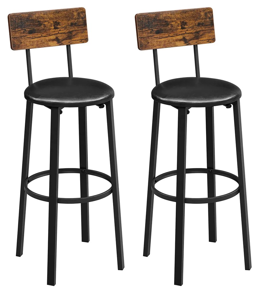 Súprava 2 barových stoličiek VASAGLE SILO čierna/hnedá