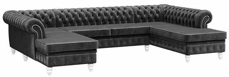 PROXIMA.store - Luxusná sedačka CHESTERFIELD LONG U FARBA NÔH: čierna, DRUH LÁTKY: TORRE - 17, FARBA OZDOBNÝCH ŠPENDLÍKOV: barok