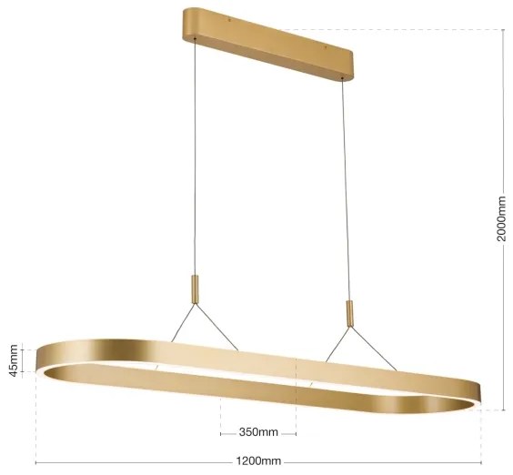 Orion - LED luster na lanku CARRARA LED/80W/230V 2700/3000/4000K zlatý