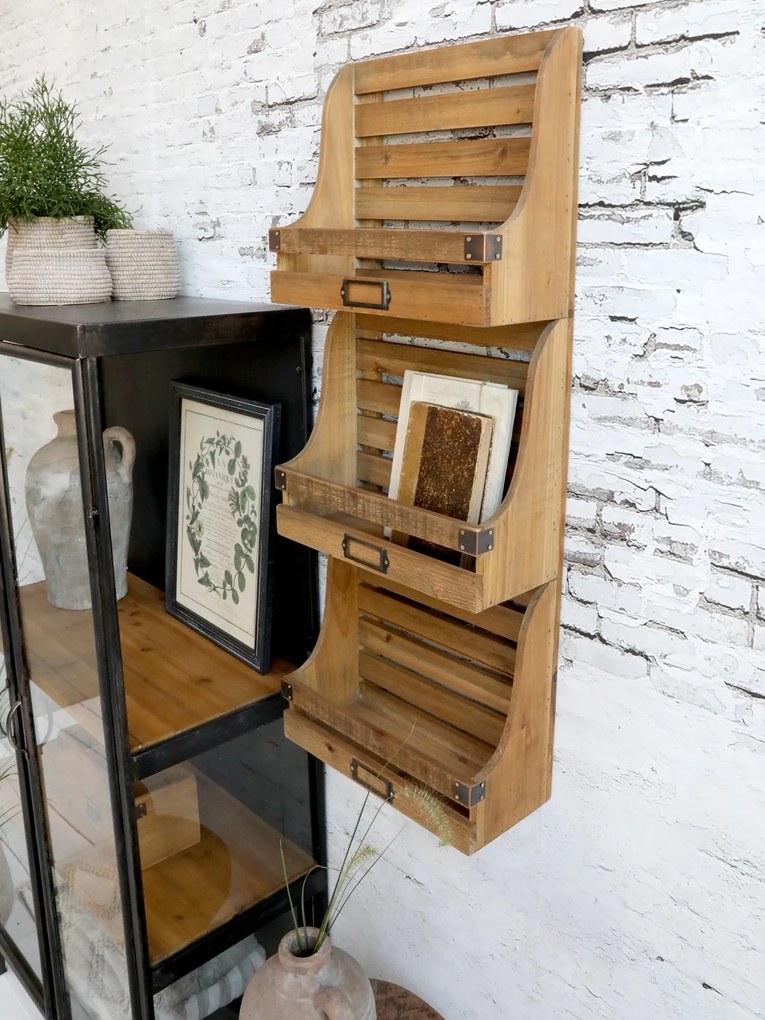 Nástenná drevená polica na časopisy Magazine rack - 35*15*90 cm