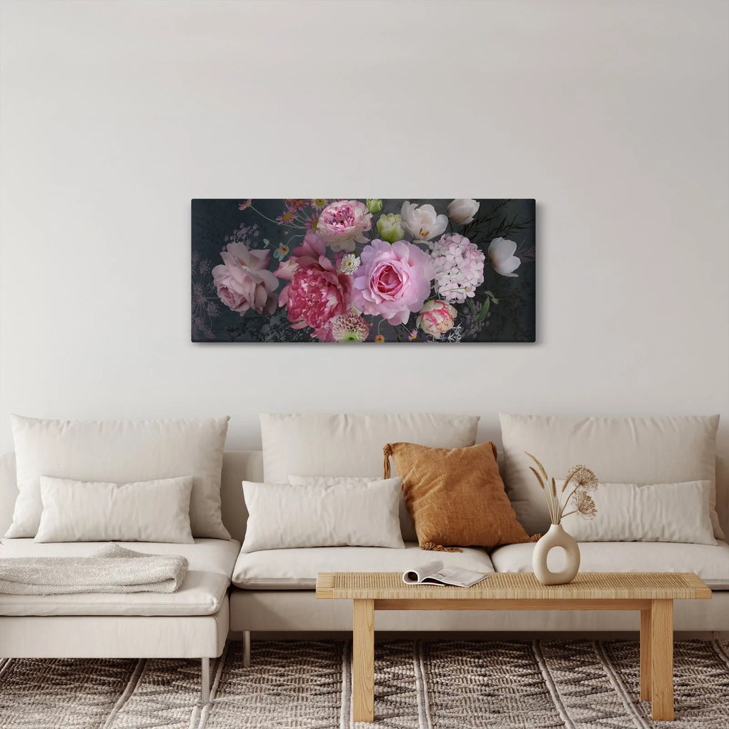 Obraz - Záhradné kvety (120x50 cm)