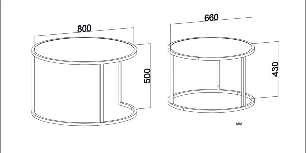 SADA 2x Odkladací stolík TAMBUR čierna/hnedá