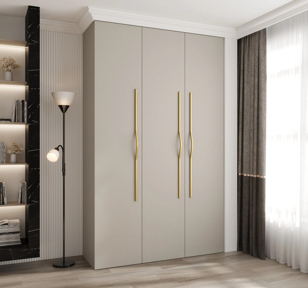 Šatníková skriňa 150 cm Carmela 40-2 (kašmír + zlatá). Akcia -20%. Vlastná spoľahlivá doprava až k Vám domov. 1126568