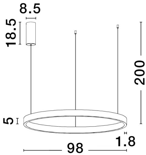 LED luster Elowen 98 čierna