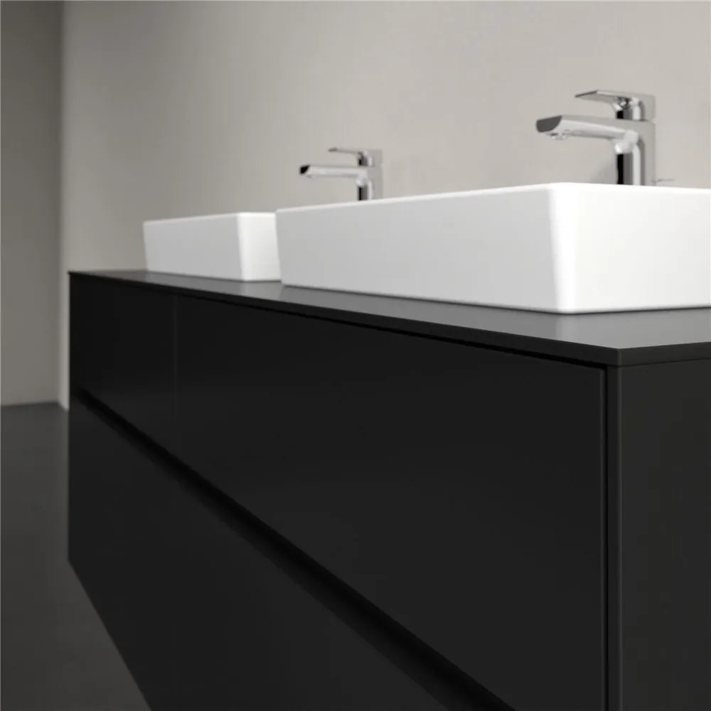 VILLEROY & BOCH Collaro závesná skrinka pod dve umývadlá na dosku, 4 zásuvky, 1400 x 500 x 548 mm, Black Matt Lacquer, C07600PD