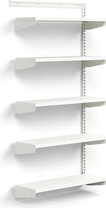 Nástenný regál RELY, prídavná sekcia, oceľové police, 1800x900x300 mm, biela
