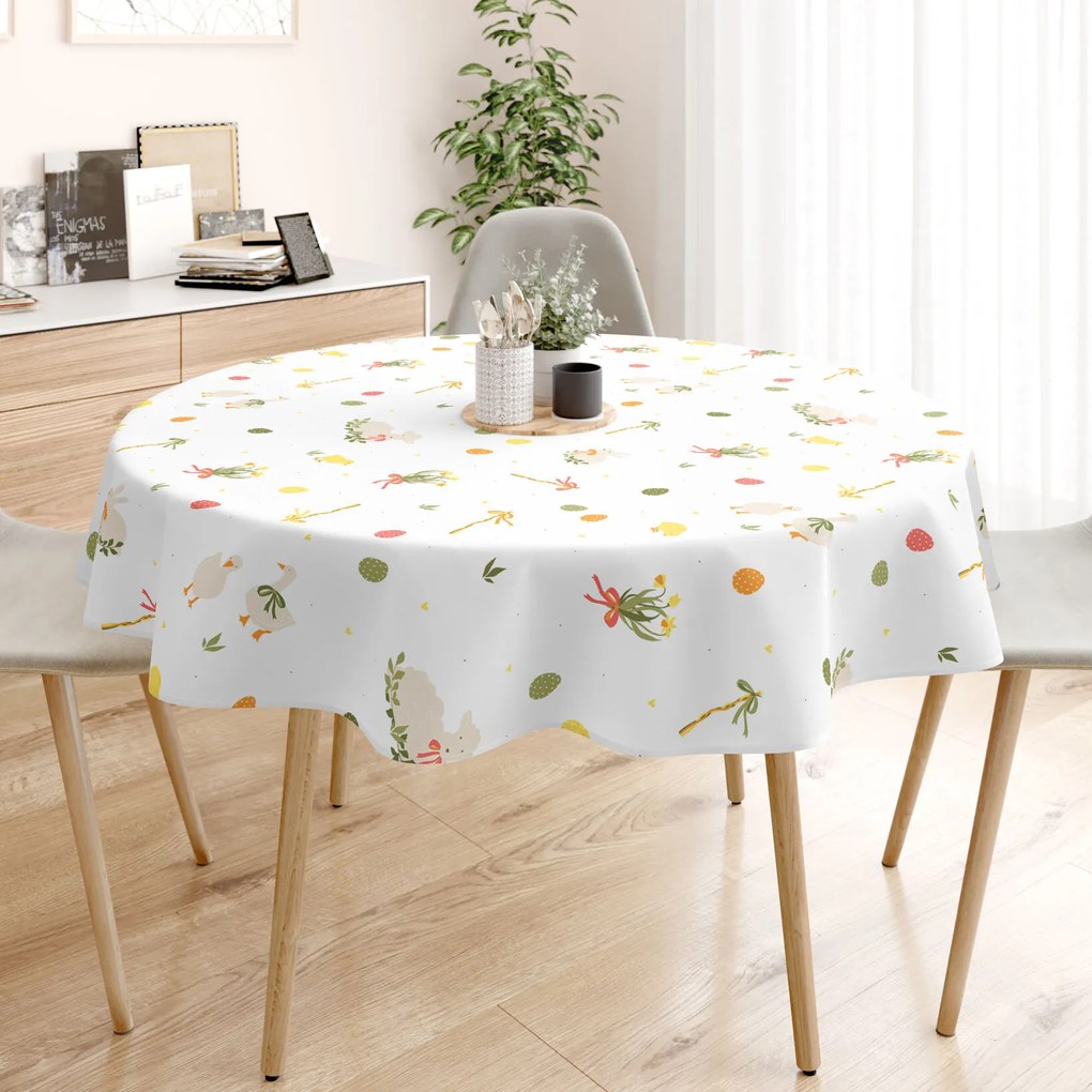 Goldea veľkonočný okrúhly obrus z pevnej bavlny - tradičná veľká noc Ø 110 cm