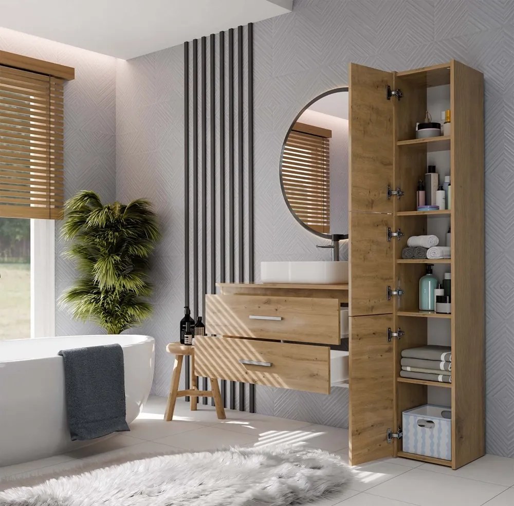 Závěsná skříňka pod umyvadlo s deskou Nel 2S 80 cm dub Artisan