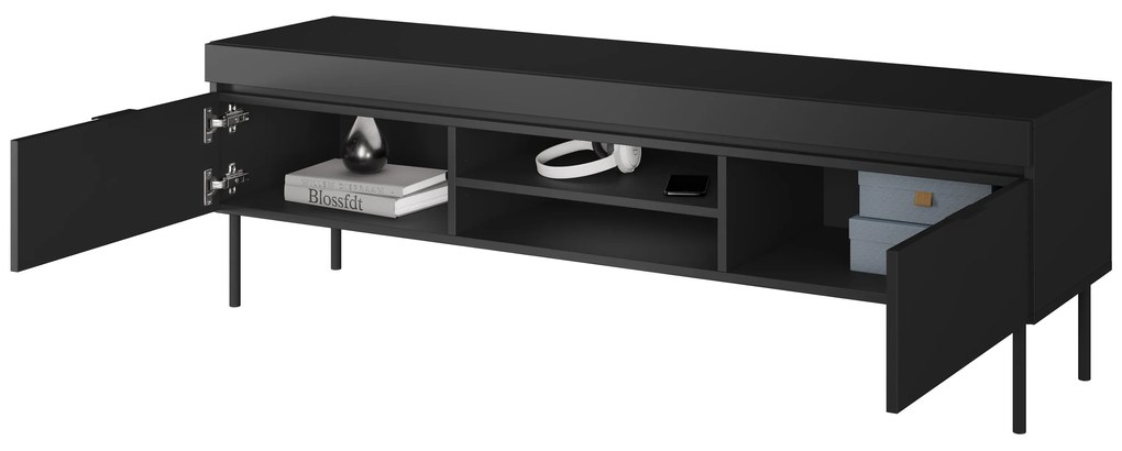 TV skrinka Sentia 157 na kovových nohách - čierna / čierna