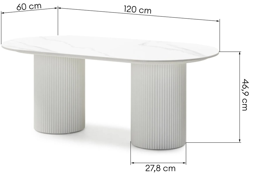 Konferenční stolek Apulias 120 cm bílý/mramor