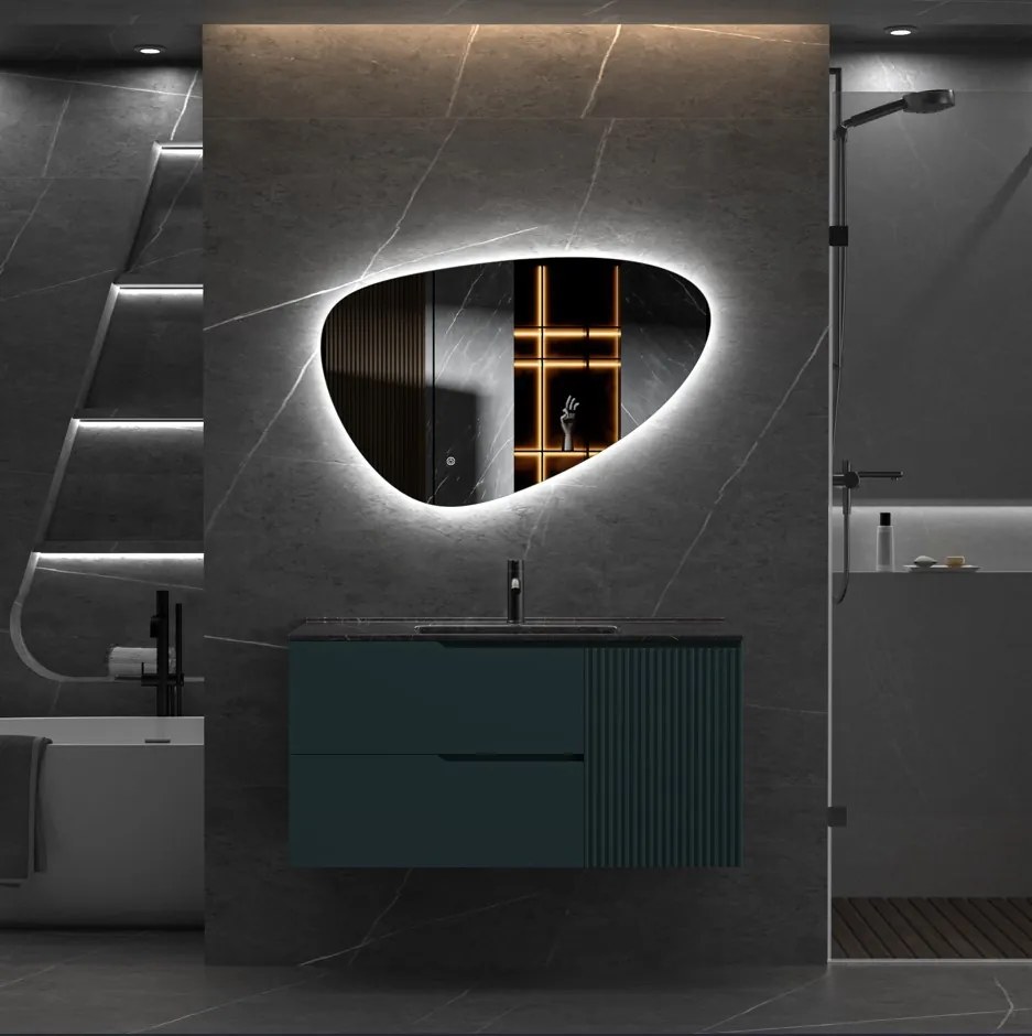 Erga Amelia, asymetrické LED zrkadlo 90x60 cm, 1955 lm, 6500K, zadné osvetlenie, ERG-V01-407-9060-00