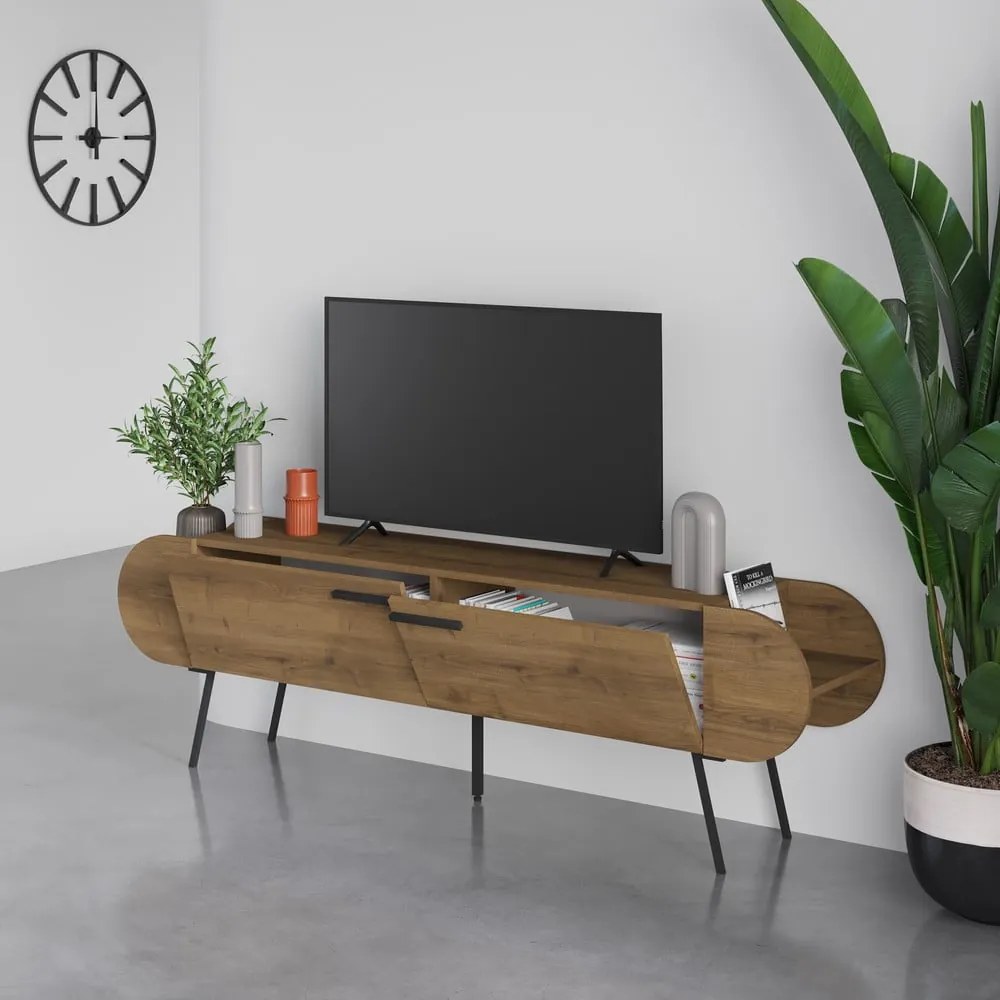 TV stolík v dekore orecha v prírodnej farbe 195x57 cm Saluso – Marckeric