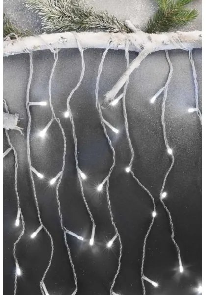 LED Vianočná vonkajšia reťaz 300xLED/8 módov 10m IP44 studená biela + diaľkové ovládanie