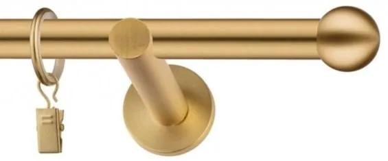 Dekorstudio Garniža jednoradová Guľa zlatá 19mm Dĺžka: 180cm, Typ uchytenia: Držiak modern, Typ príslušenstva: Krúžky tiché so štipcami