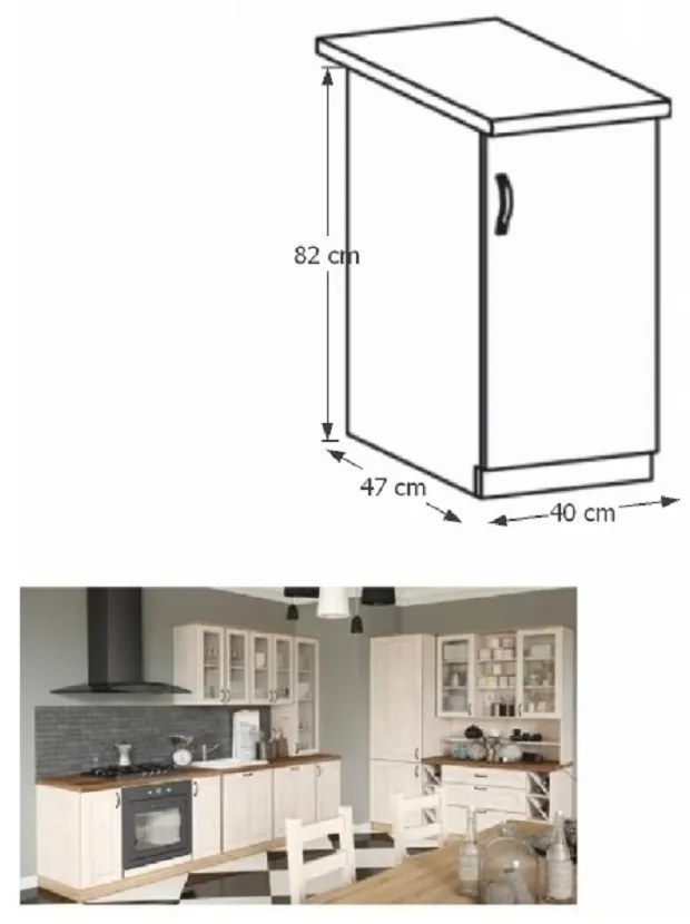Dolná kuchynská skrinka Regnar D40/P sosna nordická /dub divoký (P). Vlastná spoľahlivá doprava až k Vám domov. 788959
