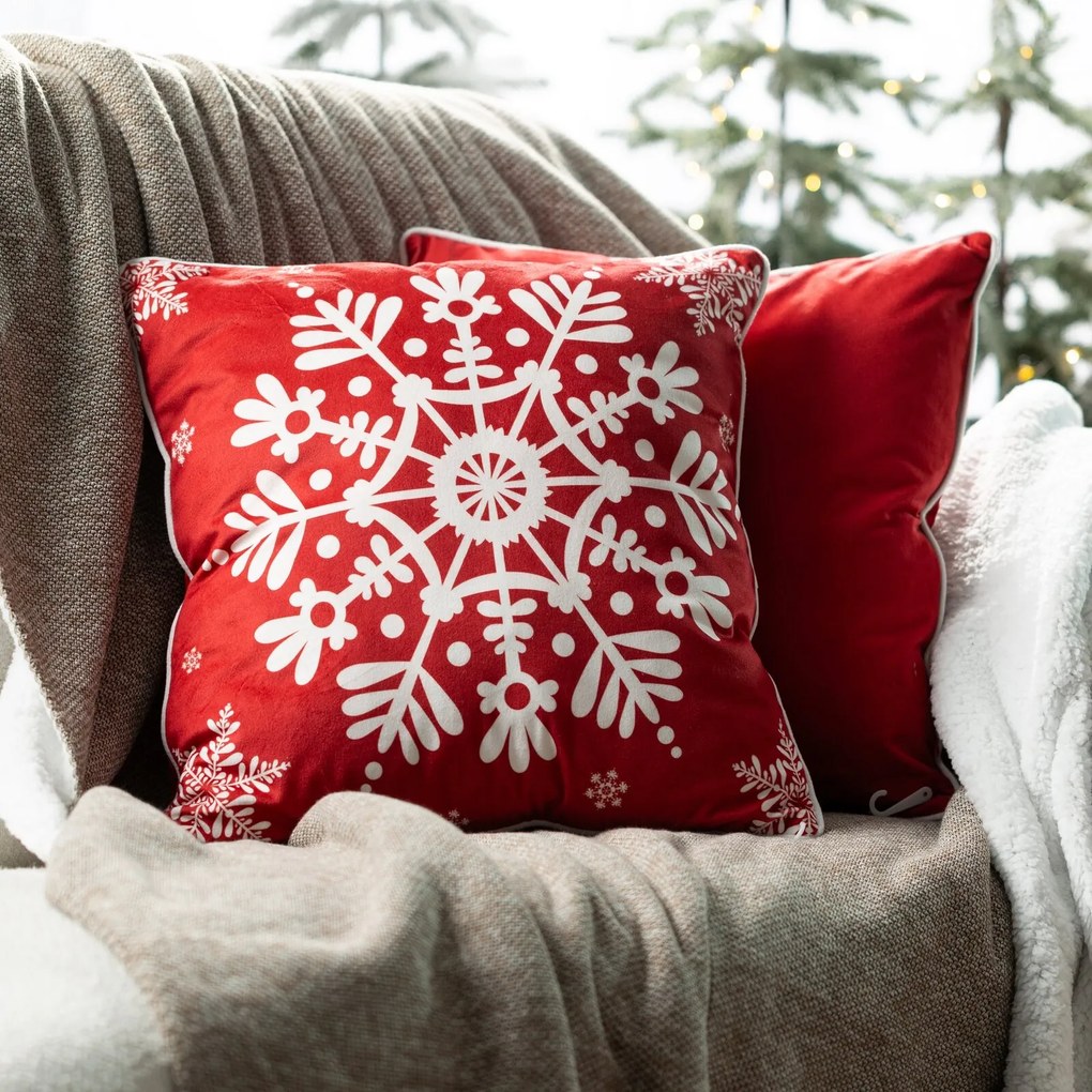 VIANOČNÁ DEKORAČNÁ OBLIEČKA NA VANKÚŠ FLAKE1 45X45 CM VZOROVANÁ