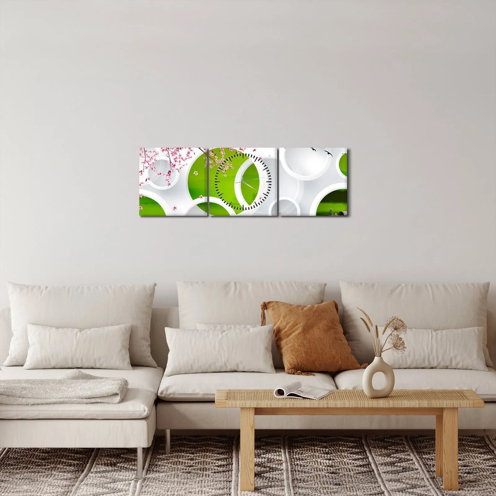 Obraz - Mólo nad jazerom (s hodinami) (90x30 cm)